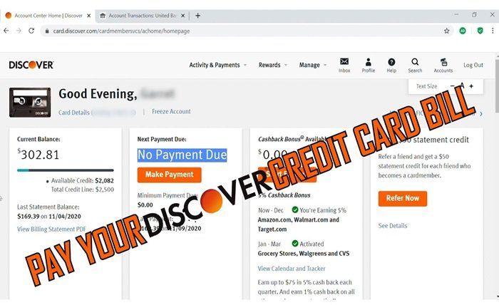 discover card payment